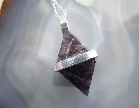 Purple Amethyst Natural Diamond Crystal Pendant Necklace