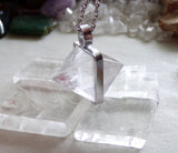 Natural Clear Quartz Diamond Crystal Pendant Necklace