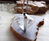 Natural Clear Quartz Diamond Crystal Pendant Necklace