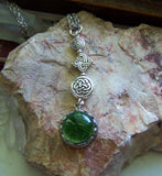 Green Dichroic Glass Earth Element Celtic Pendant Necklace