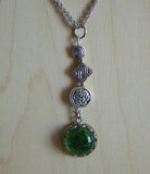 Green Dichroic Glass Earth Element Celtic Pendant Necklace