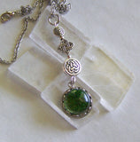 Green Dichroic Glass Earth Element Celtic Pendant Necklace