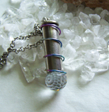 Swarovski Crystal Faceted Rainbow Disco Ball Silver Bullet Necklace