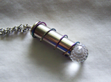 Swarovski Crystal Faceted Rainbow Disco Ball Silver Bullet Necklace