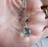 Sterling Silver Dragon Rainbow Fluorite Crystal Pendant Necklace