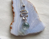 Sterling Silver Dragon Rainbow Fluorite Crystal Pendant Necklace