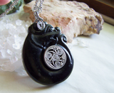 Black Jade Stone Dragon Spiral Gemstone Pendant