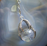 Natural Clear Quartz Crystal Ball Dragon's Claw Pendant Necklace