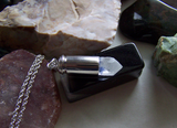 Dumortierite Natural Quartz Crystal Silver Bullet Jewelry Pendant