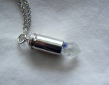 Dumortierite Natural Quartz Crystal Silver Bullet Jewelry Pendant