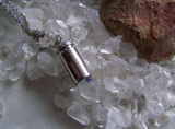 Dumortierite Natural Quartz Crystal Silver Bullet Jewelry Pendant