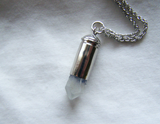 Dumortierite Natural Quartz Crystal Silver Bullet Jewelry Pendant