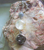 Sun and Moon Citrine Labradorite Gemstone Pendant Necklace