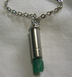 Natural Green Emerald Raw Gemstone Bullet Pendant