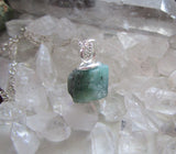 Green Emerald Natural Raw Gemstone Crystal Pendant Necklace