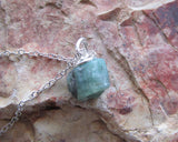 Green Emerald Natural Raw Gemstone Crystal Pendant Necklace