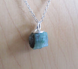 Green Emerald Natural Raw Gemstone Crystal Pendant Necklace