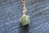 Green Emerald Natural Raw Gemstone Crystal Pendant Necklace