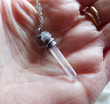 Opal Aura Quartz Celestite Feather Wrapped Pendant Necklace