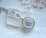 Swarovski Floating Crystals Double Sided Glass Shaker Memory Locket Necklace