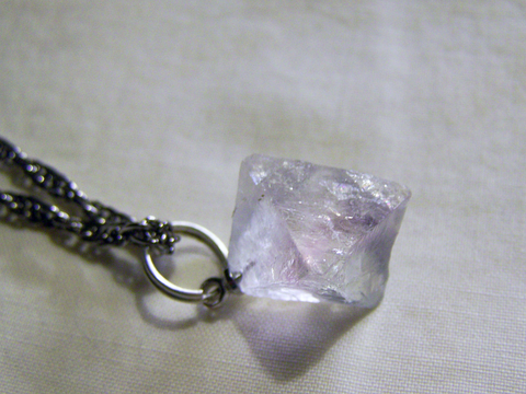 Pale Lilac Fluorite Octahedron Pendant