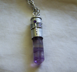 Rainbow Fluorite Dragonfly Silver Bullet Jewelry Pendant