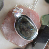 Galaxite Natural Stone Micro Labradorite Crystal Pendant Necklace