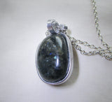 Galaxite Natural Stone Micro Labradorite Crystal Pendant Necklace