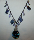 Spiral Galaxy Blown Glass 3D Blue Elemental Necklace