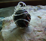 Natural Burgundy Garnet Gemstone Wire Wrapped Pendant