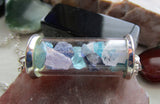 Apatite Kunzite Iolite Gemstones Glass Cylinder Necklace