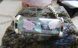 Apatite Kunzite Iolite Gemstones Glass Cylinder Necklace