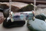 Apatite Kunzite Iolite Gemstones Glass Cylinder Necklace