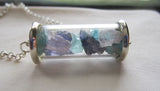 Apatite Kunzite Iolite Gemstones Glass Cylinder Necklace