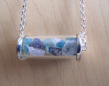 Apatite Kunzite Iolite Gemstones Glass Cylinder Necklace