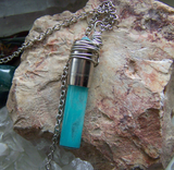 Glow in the Dark Glass Vial Quartz Crystals Bullet Pendant Necklace