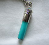 Glow in the Dark Glass Vial Quartz Crystals Bullet Pendant Necklace