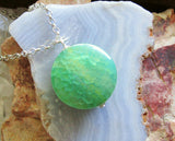 Green Dragon Vein Agate Gemstone Bead Pendant Necklace