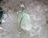 Natural Green Calcite Raw Gemstone Crystal Pendant Necklace