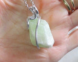 Natural Green Calcite Raw Gemstone Crystal Pendant Necklace