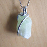 Natural Green Calcite Raw Gemstone Crystal Pendant Necklace