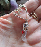 Silver Heart Natural Quartz Crystal Pendant Necklace