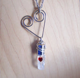 Silver Heart Natural Quartz Crystal Pendant Necklace