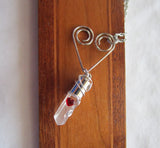 Silver Heart Natural Quartz Crystal Pendant Necklace