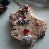 Hearts and Love Red and Silver Pendant