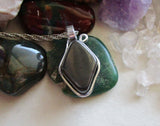 Natural Hematite Stone Wire Wrapped Pendant Necklace