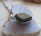 Natural Hematite Stone Wire Wrapped Pendant Necklace