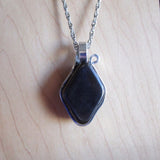 Natural Hematite Stone Wire Wrapped Pendant Necklace