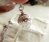 Herkimer Diamond Natural Gemstones Crystal Ball Pendant Necklace