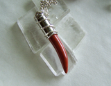 Red Jasper Cornicello Little Horn Silver Bullet Jewelry Necklace